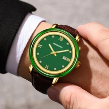 FNGEEN reloj con espejo de cristal recubierto de cuarzo para hombre, cronógrafo de pulsera Unisex, informal, dorado, resistente al agua
