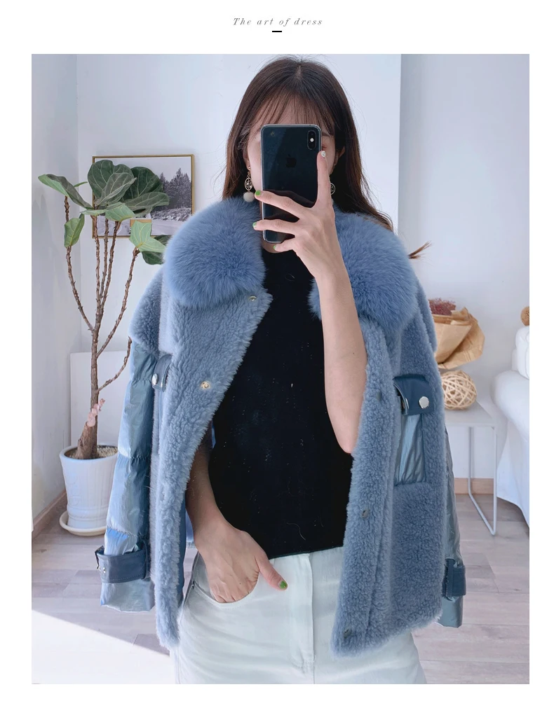 Top Real Fur Coat Winter Coat Women Clothes 2019 Korean Fashion Sheep Shearing 100% Wool Jacket Duck Down Jackets 919150 YY1703 3