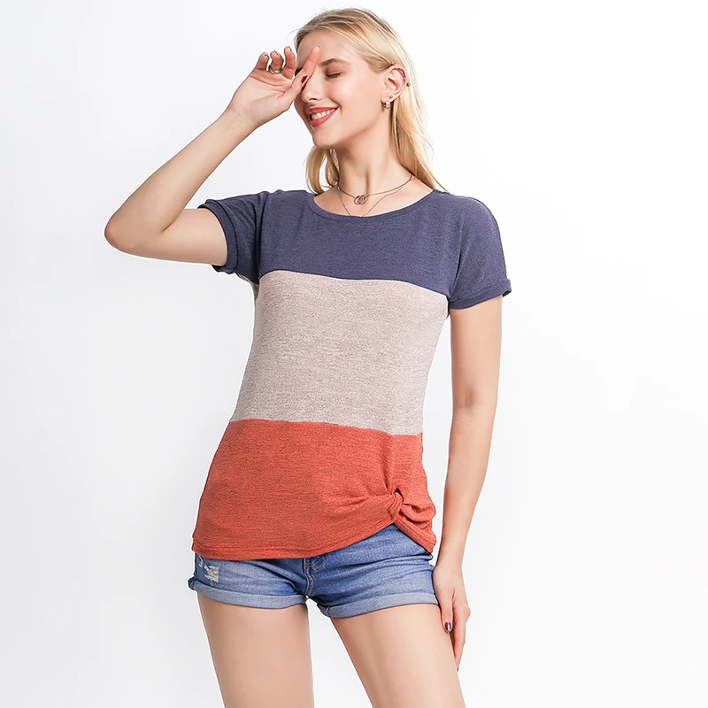 

Womens t-Shirt 2019 Summer Fashion Casual short-sleeved Tops For Lady Patchwork Camisetas Verano Mujer