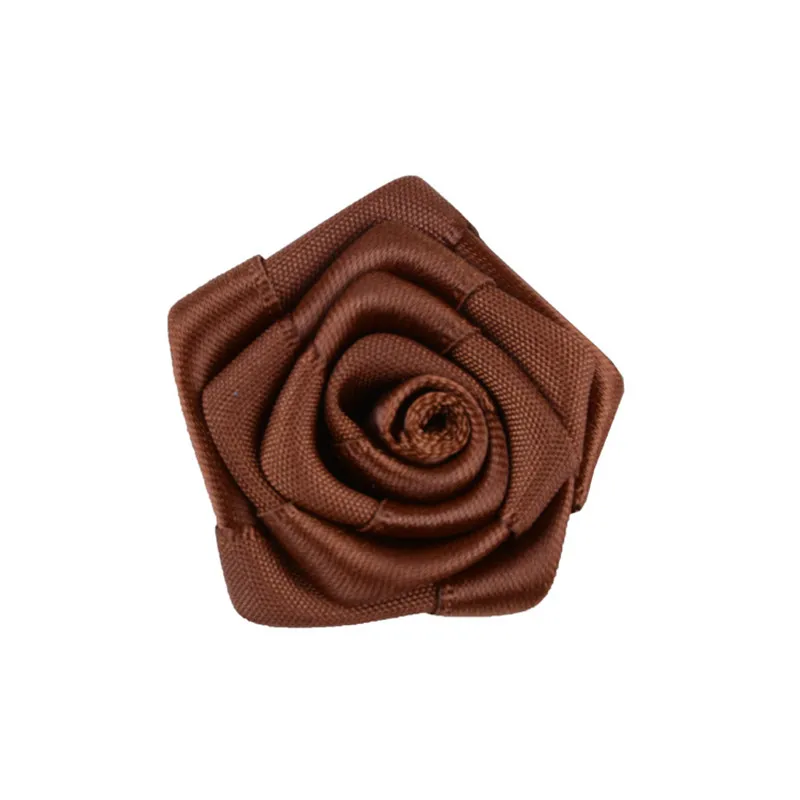 brown 50 шт./лот ленточные цветы ручной работы 5,5 см розы искусственная роза букет корсаж-бутоньерка украшения - Цвет: brown