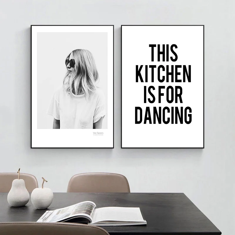 

Black Letters and Fashion Girl Modern Wall Art Canvas Painting Nordic Posters And Prints Wall Pictures For Living Room Decor