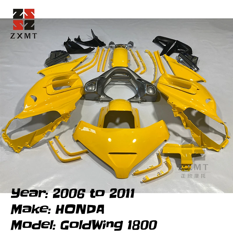 

ZXMT Motorcycle Accessories Panel ABS Plastic Bodywork Full Fairing Kit For 2006 to 2011 Honda GoldWing1800 GL1800 Gloss Yellow