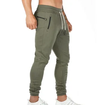 

Solid Men's Gym Joggers Drawstring Waist Casual Pant Zipper Pockets Sport Trousers Full Length Sweatpants Track Pants Streetwear