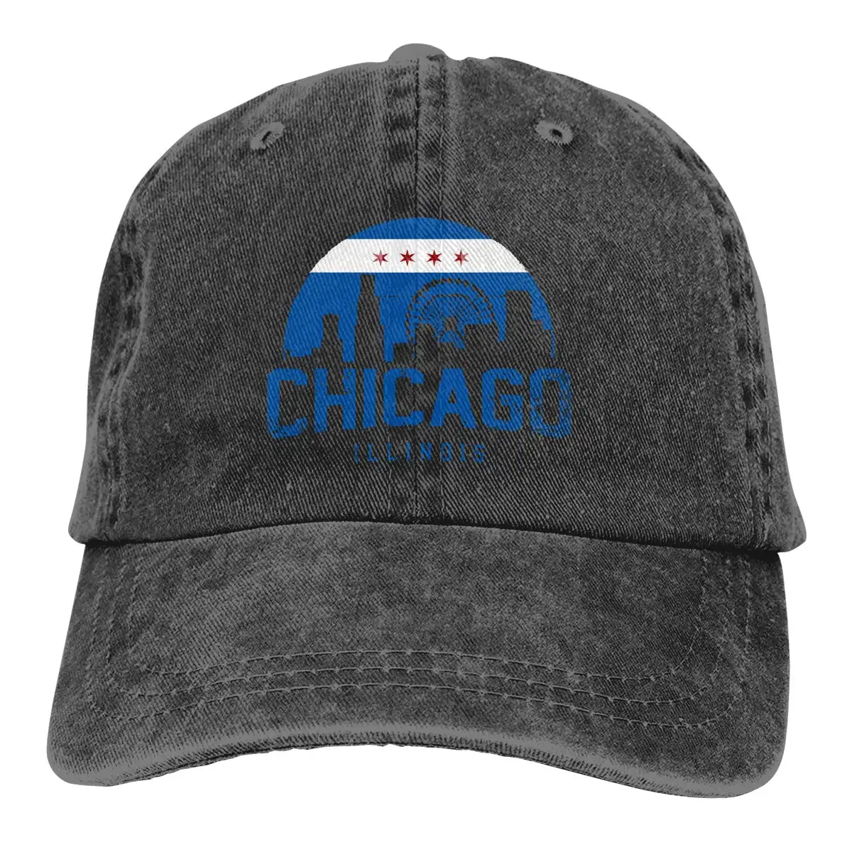 Chicago City Flag Skyline, США, унисекс, бейсболка, ковбойская Кепка, шляпы от солнца, шляпы водителя грузовика
