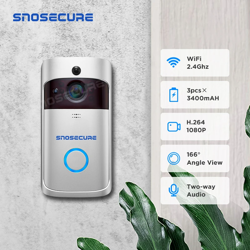 SNOSECURE 1080P WiFi видео дверной звонок умный IP видео домофон облачная запись для квартиры ИК сигнализация беспроводная камера безопасности