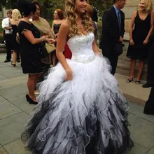 Черное и белое бальное платье, милое, расшитое бисером, блестками, с оборками, пышное, Vestidos De 15 avienos, Длинные вечерние платья принцессы на выпускной