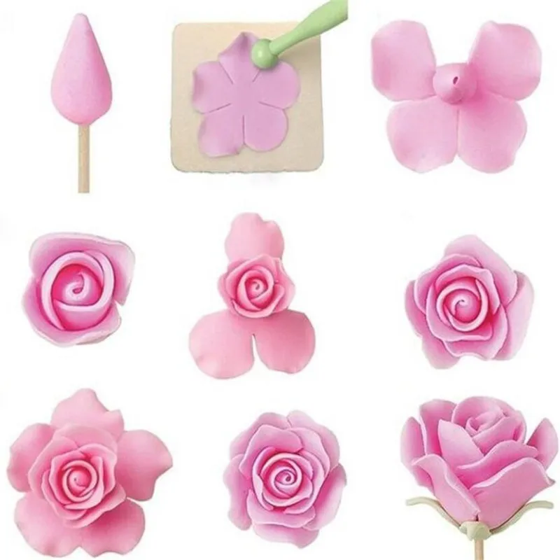 1set/6Pcs Rose Flower Petal Shape Plungers Cutters Cake Sugarcraft Fondant Cookies Tools