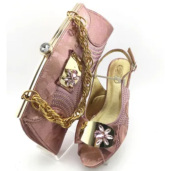 

Pretty pink high heel pumps shoes with evening bag set for lady MM1111 heel height 7cm