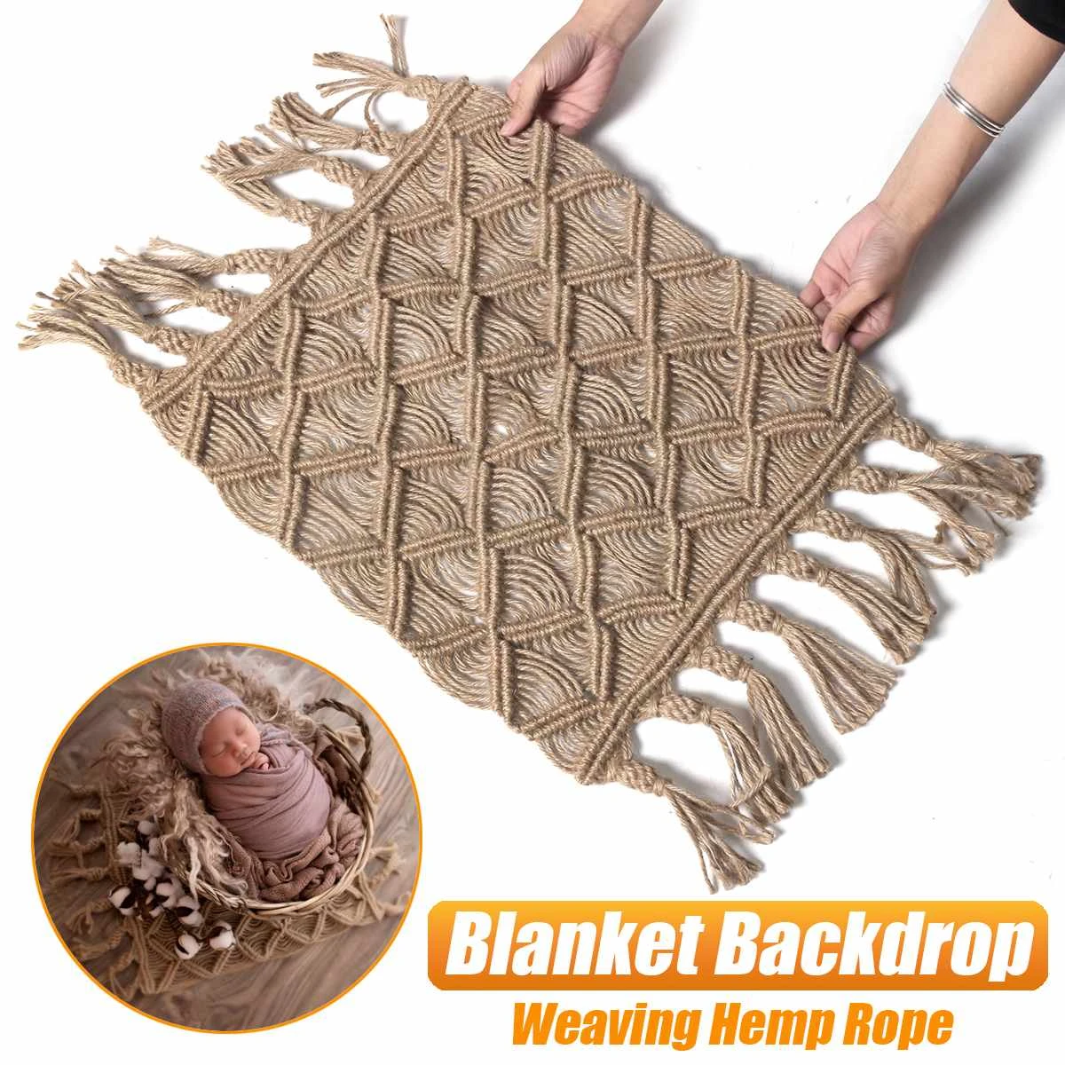 New Weaving Hemp Rope Blanket Posing Backdrop For Newborn Photography