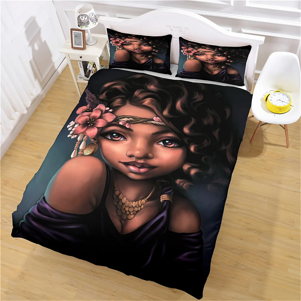 Modern Cute Girl Digital Print Home Fabric Deluxe Sister Party Pattern Down Cover Pillowcase Full Size Home Fabric