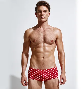 

Swimming Shorts Swimwear Swimsuit Swim Trunks New Sexy Star Orange Red Men Briefs Boxers Gay Is Low Waist High Quality