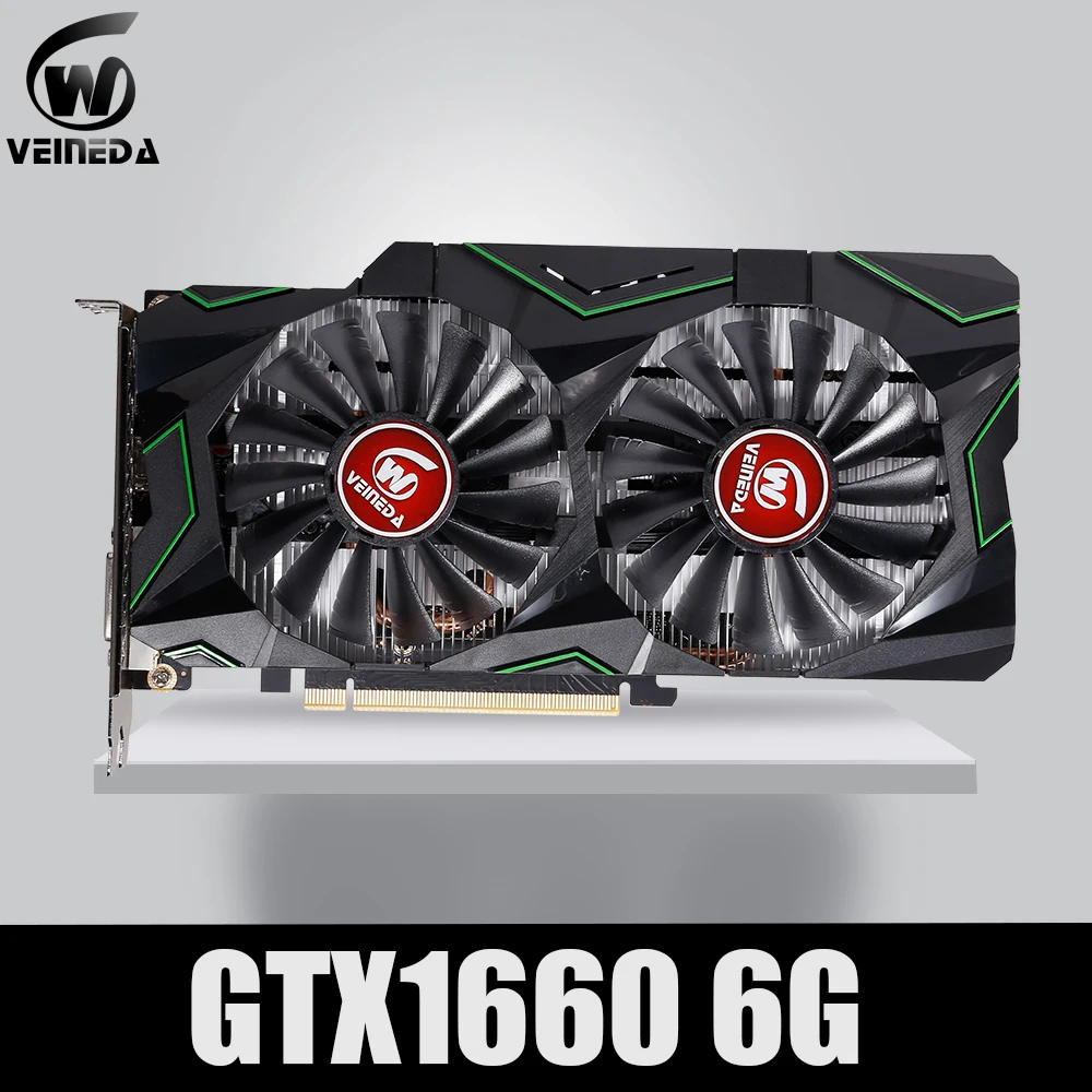 Графическая карта VEINEDA gtx 1660 6GB GDDR5 NVIDIA 192bit 8004MHz 1530MHz Turing TU116 HDMI DP DVI сильнее чем