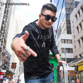 

Big size Men's Wear super Brand Autumn Clothes Plus Fat Plus Loose Long Sleeve T Shirt Trend Camouflage Top T-shirt