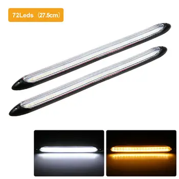 

2pcs Car Daytime Running Light LED White DRL Amber Turn Signal Front Fog Lamp 12V Super Bright Beam Safe Driving Protection
