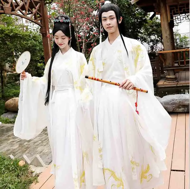 Мужской и Женский винтажный костюм Hanfu китайская старинная династия ханьфу