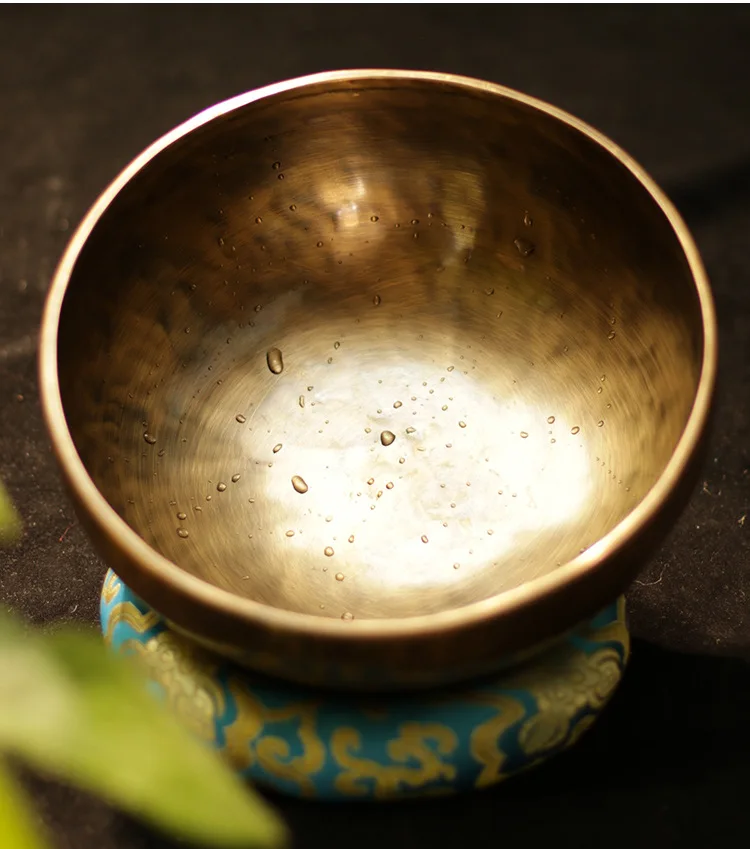 Непальская латунная тибетская чаша ручной работы, 4 ключа, музыкальная терапия, медный колокольчик, медная тибетская Поющая чаша(включая палочки и коврики
