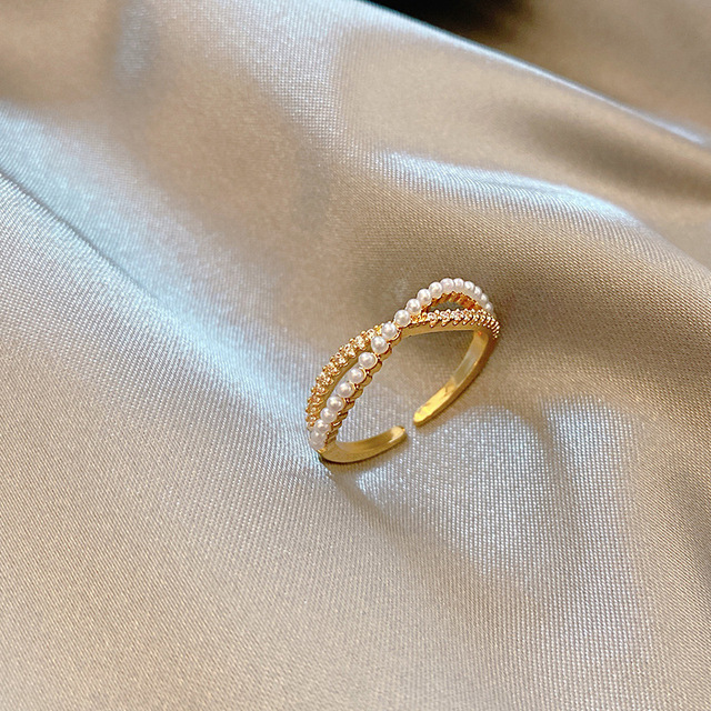 Sexy Zircon Open Rings For Women Trend Heart Pearl Wedding Party Adjustable Ring Girls Elegant Jewelry Gifts