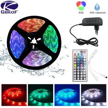 

LED Strip Light RGB 5050 SMD 2835 Flexible Ribbon fita led light strip RGB 5M 10M Tape Diode DC 12V+ Remote Control +Adapter