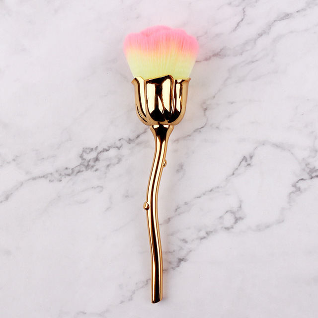 Brushes Cosmetics Tool Nail Art Brush Soft Clean Dust Rose Flower Shape Foundation Powder Glitter Beauty Manicure Care
