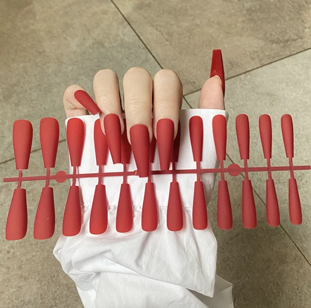 Solid Color Matte Super Long Coffin False Nail Ballet Press on Nails Tips for Nails Art Artificial Fingernails Fake TJP1170-Y5