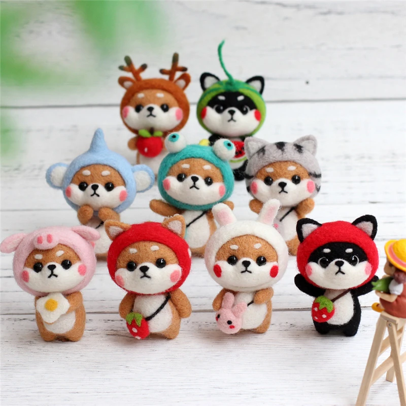 Doll Wool Felt Kit Needle Felting Kit Animal Pet Doll for Needle Material  Bag Pack for Women and Beginner Non Finished 