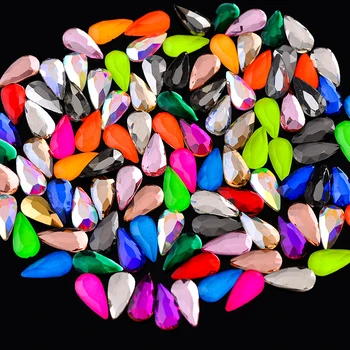 

New Sparking Water Drop 4x8mm Neon Colors 20pcs/Pack Rhinestone Crystal Flat Marquise Stones For 3D Nail Art Salon Decorations