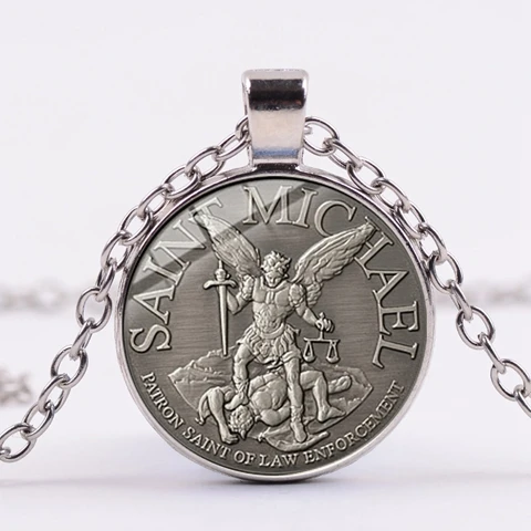 SONGDA Archangel St. Подвеска с Майклом защитите меня Святой щит Ангел защита стекло драгоценный камень кулон Orhodox амулет христианские ювелирные изделия - Окраска металла: Style 1