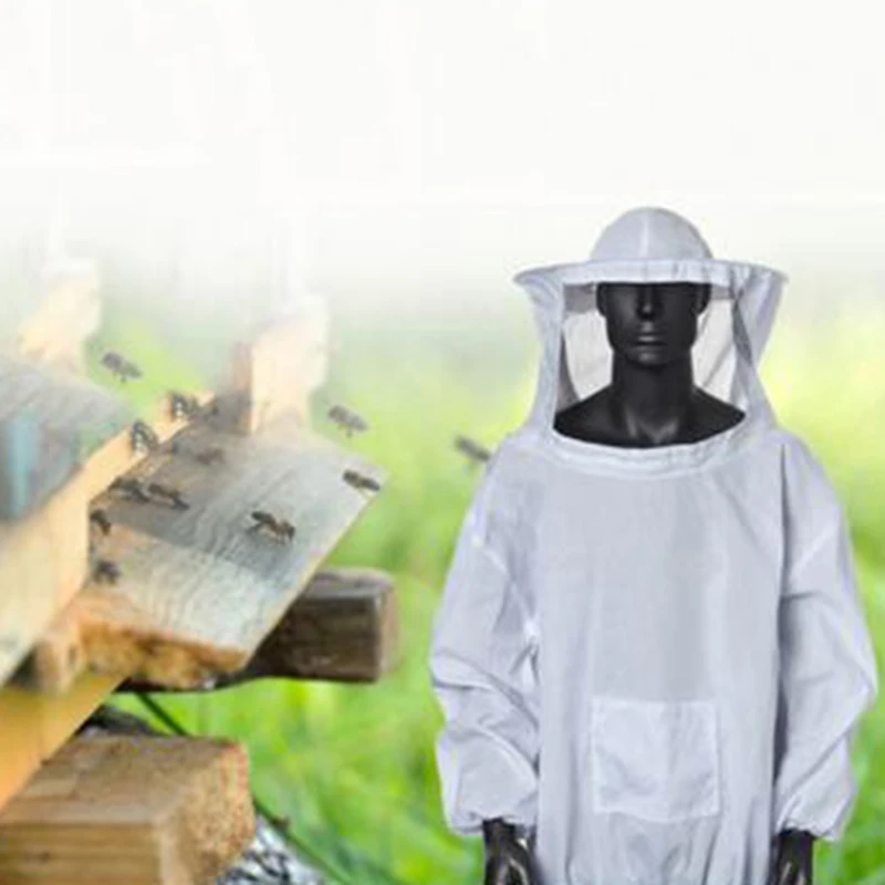 

2XL Anti Bee Suit Zipper Beekeeping Protective Jacket Coat With Hood Protector