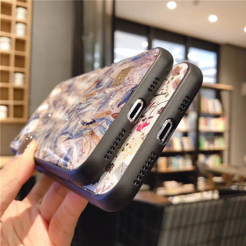 INS весенний цветочный чехол для телефона iPhone 11 Pro Max X XS XR 6 6S 7 8 Plus SE из золотой