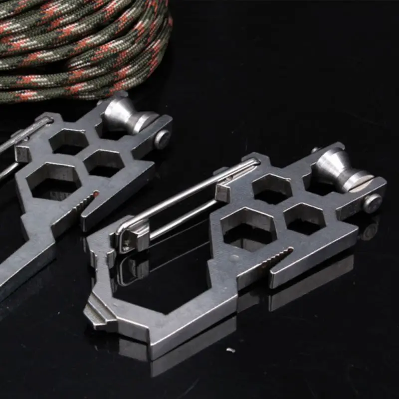 Multi-Tool Multifunctional D Shape Portable Stainless Steel Carabiner Straight Screwdriver Bottle Opener EDC Tool