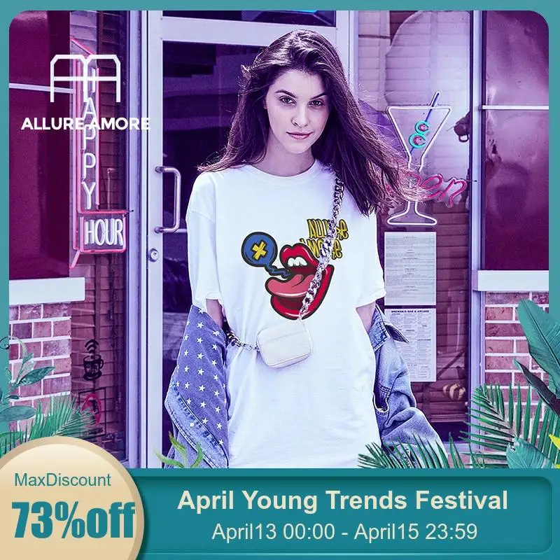 Allure Amore женская новая футболка свободного покроя уличный стиль Мода база 2020