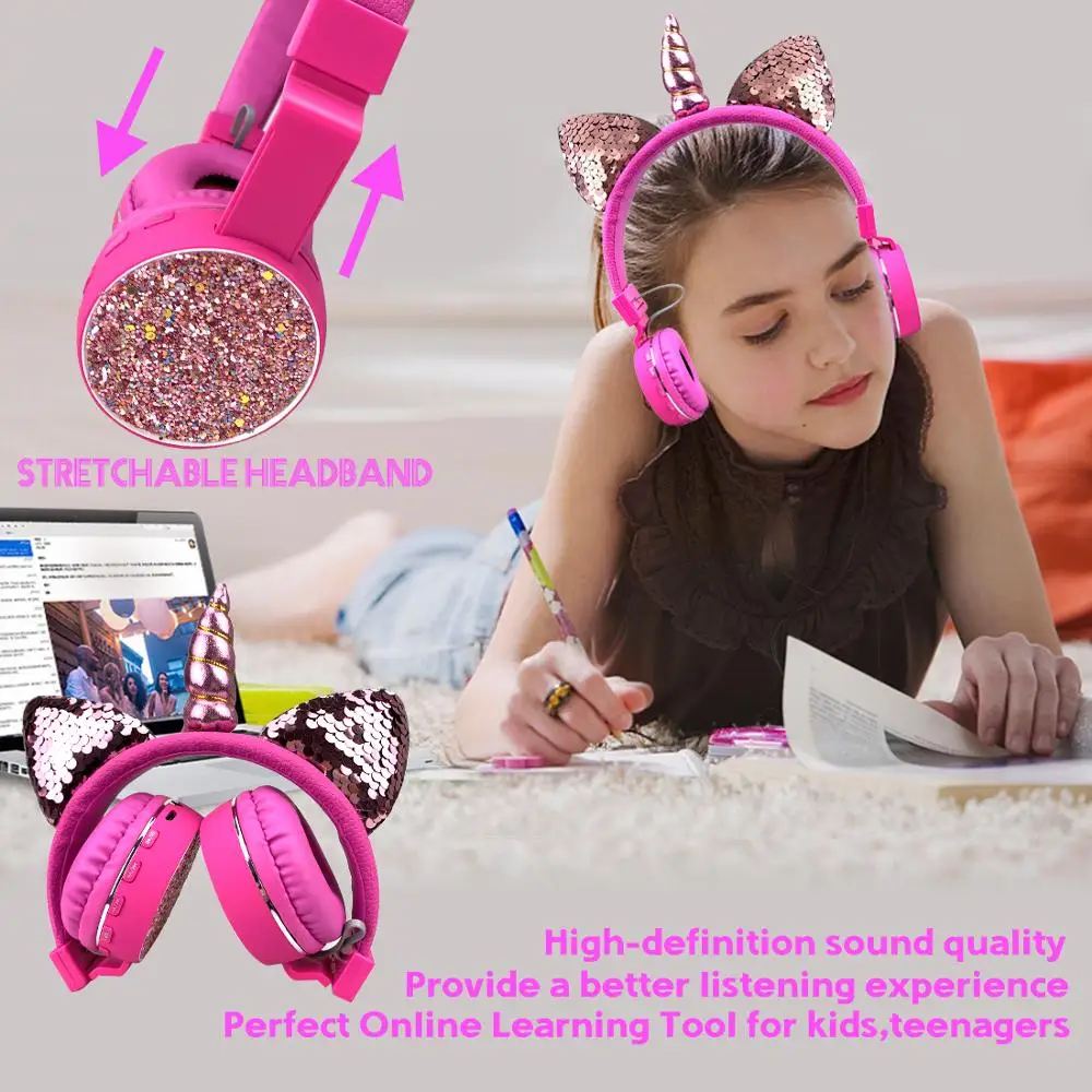 JINSERTA Warm Unicorns Headphones Wired Kids Earphone for Girls Birthday Gift Music Headset with 3 5mm Jack for Smartphone PC