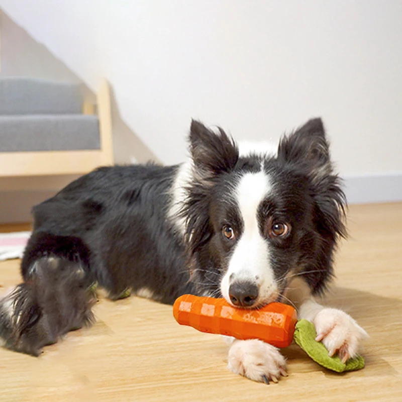 

HOOPET Pet Chew Toys Bite Resistant Toy for Small Dogs Puppy Carrot Cotton Rubber Cleaning Teeth Toys Sound Toy