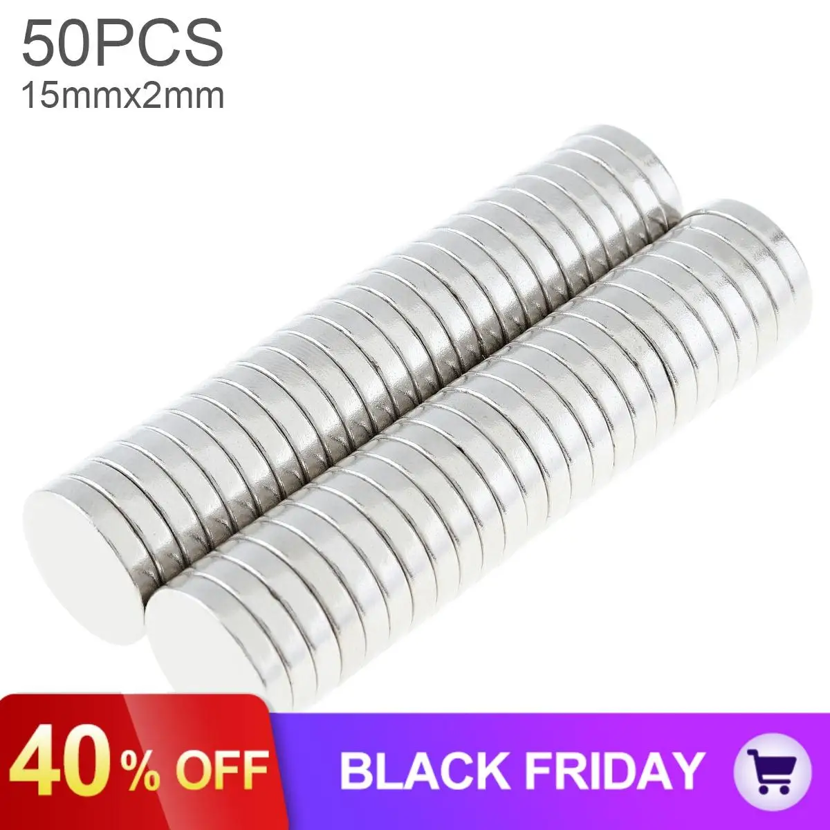 50pcs 15x2mm Mini Strong Magnetite Earth Neodymium Magnets with Round Disc Type and Permanent Magnet for Home/Office/Laboratory
