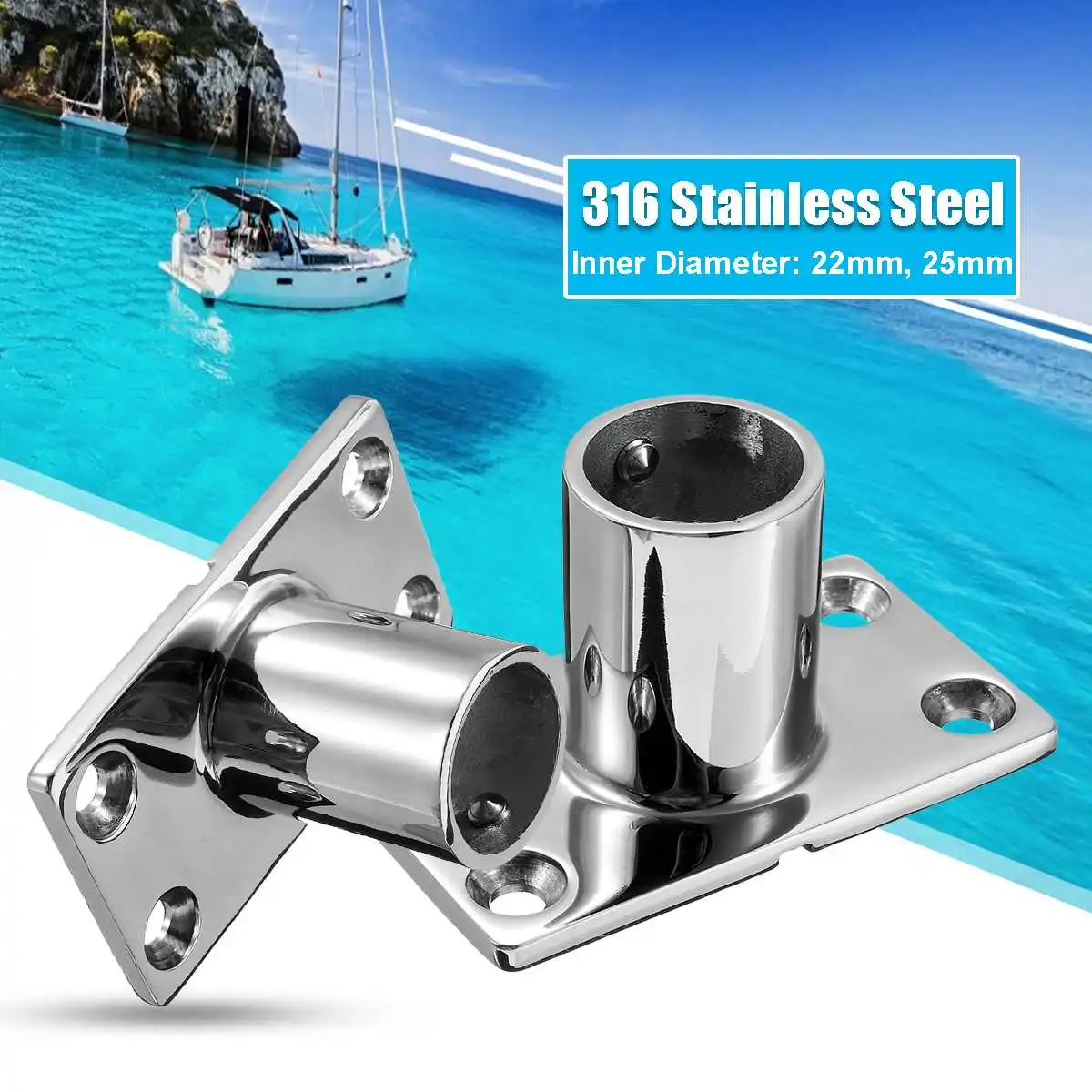 316 Stainless Steel Boat Tube Pipe Base Marine Boat 90° Railing