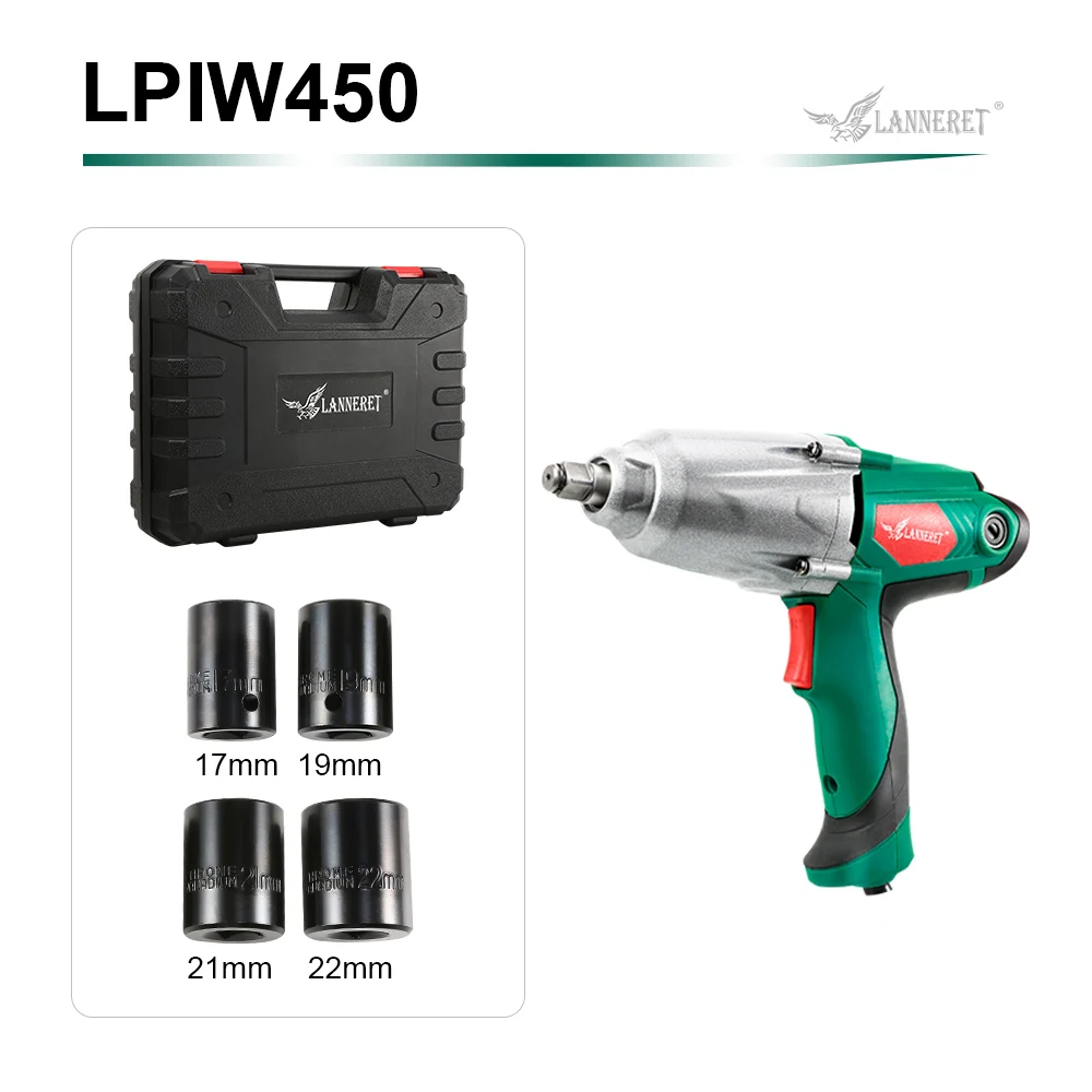 LPIW450 BMC Box LANNERET ударный гайковерт максимальный крутящий момент 300-500Nm 1/2 дюймов разъем 450 Вт/950 Вт Электрический ключ меняющий шины электроинструмент - Цвет: LPIW450 BMC Box