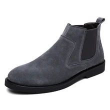 Ботинки «Челси»; коллекция года; зимние классические замшевые ботинки; мужские модные зимние повседневные ботинки на шнуровке; черные классические мужские ботинки по щиколотку
