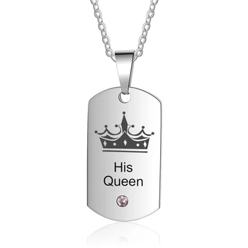 

Free Engraving Stainless Steel Plain Dog Tag Pendant Necklace with Birthstone and Chain Personalized Gifts for Women