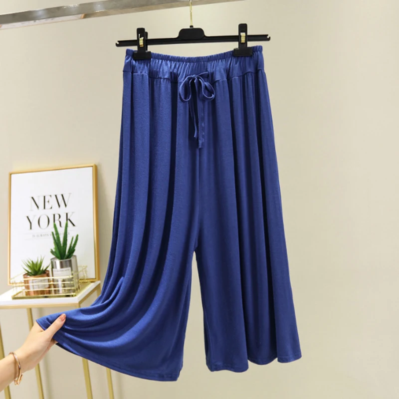 2020 Elastic High Waist Female Casual Loose Pant Women Modal Wide Leg Pants New Summer Thin Fashion Spring Autumn Trousers | Женская