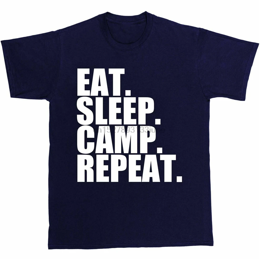 Eat Sleep Camp Repeat Mens T-Shirt Large Size Tee Shirt | Мужская одежда