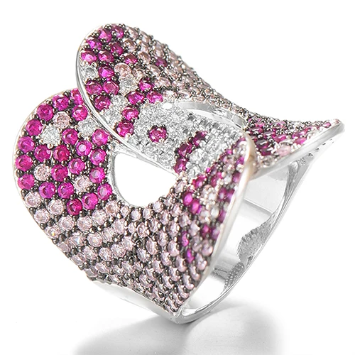 Hotpink SISCATHY Monaco свадебные с кубическим Цирконом обручальные дубайские панковские Свадебные кольца на палец Роскошные массивные стекируемые кольца для женщин - Цвет основного камня: Hotpink