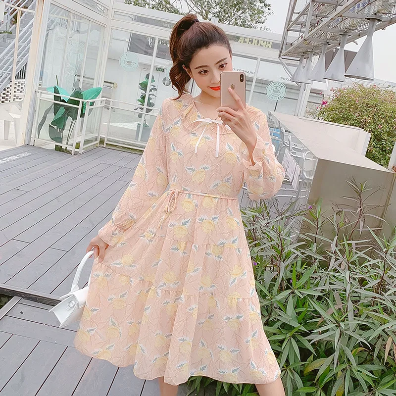 

Spring Clothing Tops 2019 New Style Pregnant Women Dress Mid-length Early Spring-Style Chiffon Skirt Long Skirts