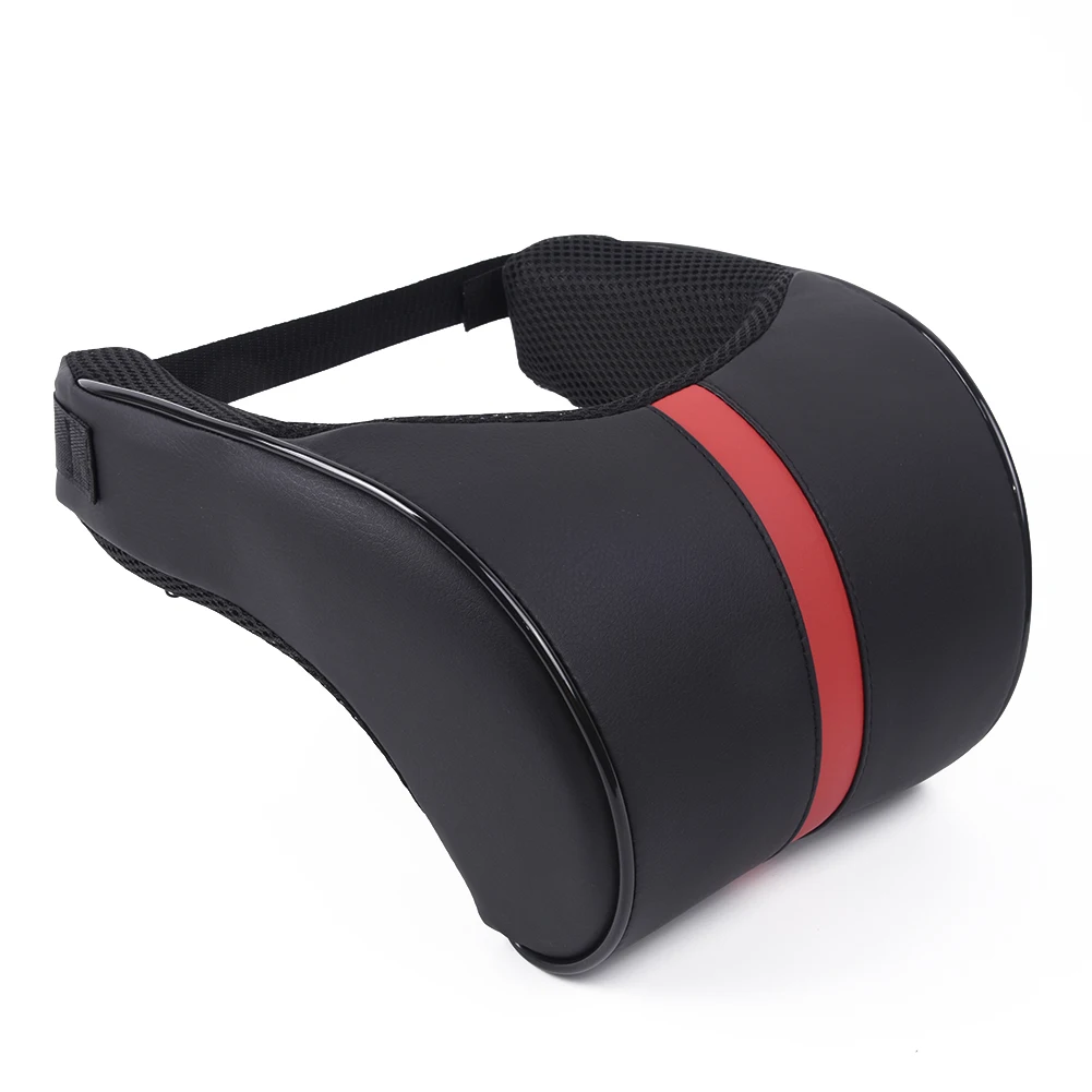 

New Adjustable Car Leather Memory Cotton Pillow Auto Seat Headrest Accessory
