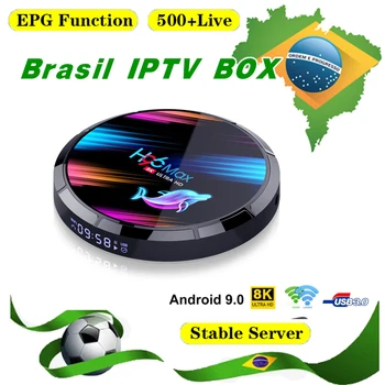 

500+ Live 2000+ VOD iptv 1 Year For 128G Android 9.0 Tv Box H96 MAX X3 Amlogic X3 iptv Brazil 8K Smart TV 1000M Media Player