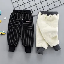 Xiao yi feng Winter Style Children Three Layer Padded Brushed And Thick Warm Crawler Stripes Lace-up Men And Women Crawler