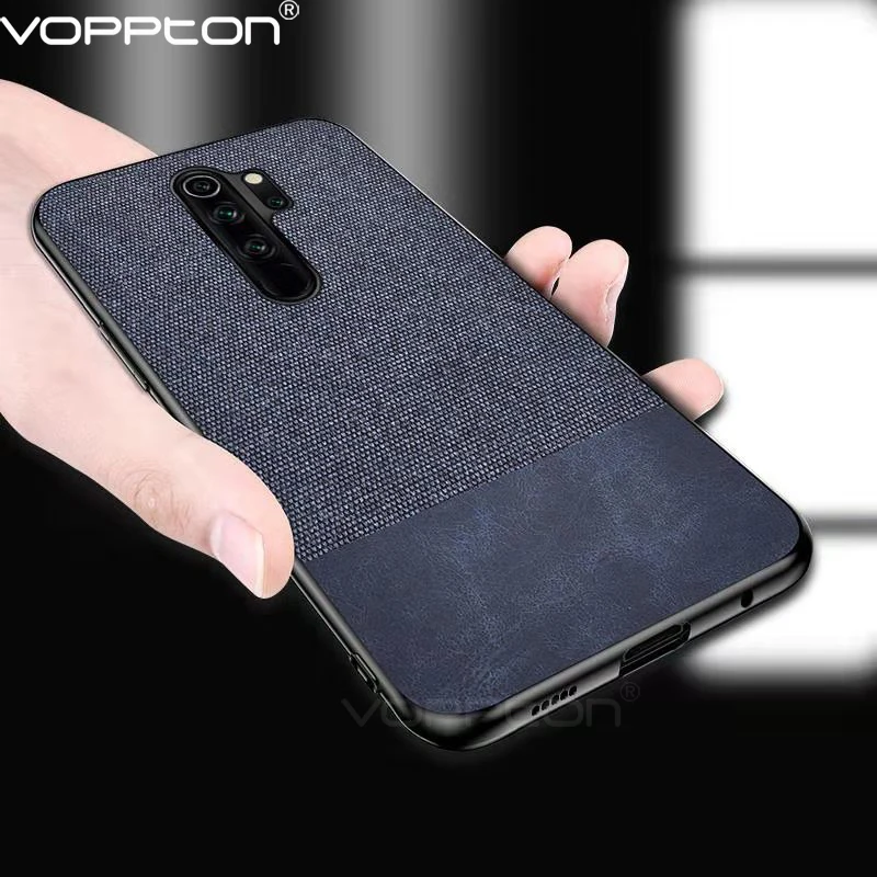 

Real Fabric Business Case for Xiaomi Redmi Note 8 Note8 Pro Phone Case Splice PU Fabric Hard PC Back Phone Cover Shockproof