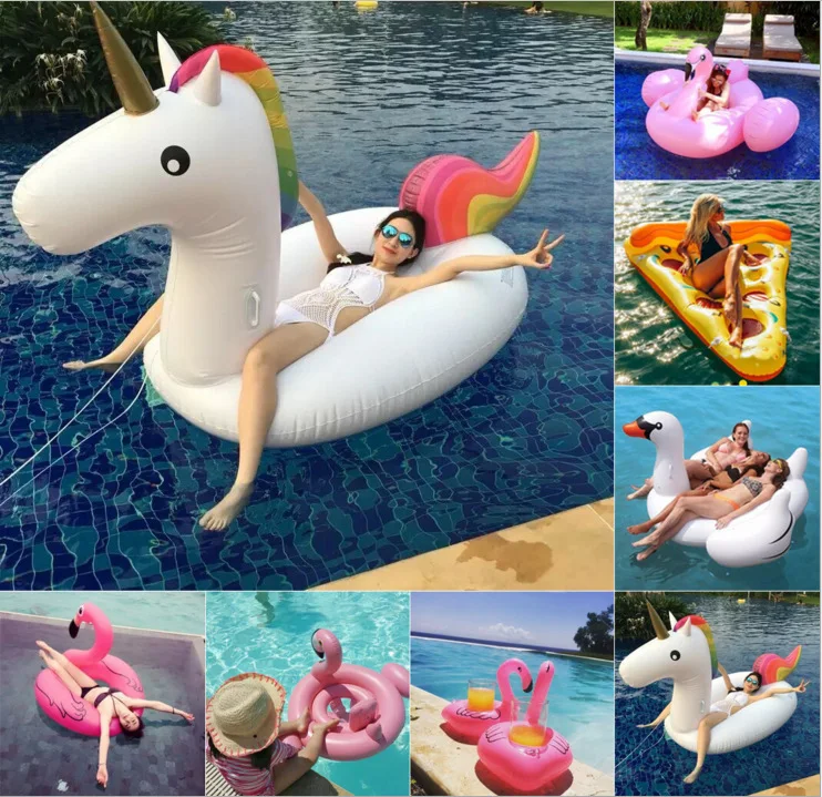 

Hot Selling Online Celebrity INS Swimming Tube Adult PVC Inflatable Swan Unicorn Flamingo Floating Row Riding Customizable