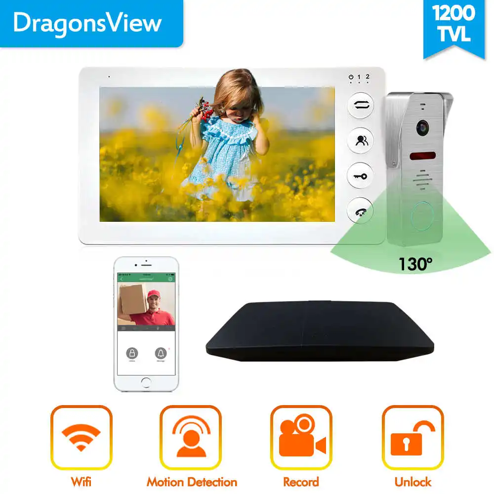 Dragonsview 7 дюймов Wifi видео дверной телефон звонок беспроводной звонок с телефонной связью система для дома водонепроницаемый разблокировка широкоугольный Wifi коробка - Цвет: Without SD Card