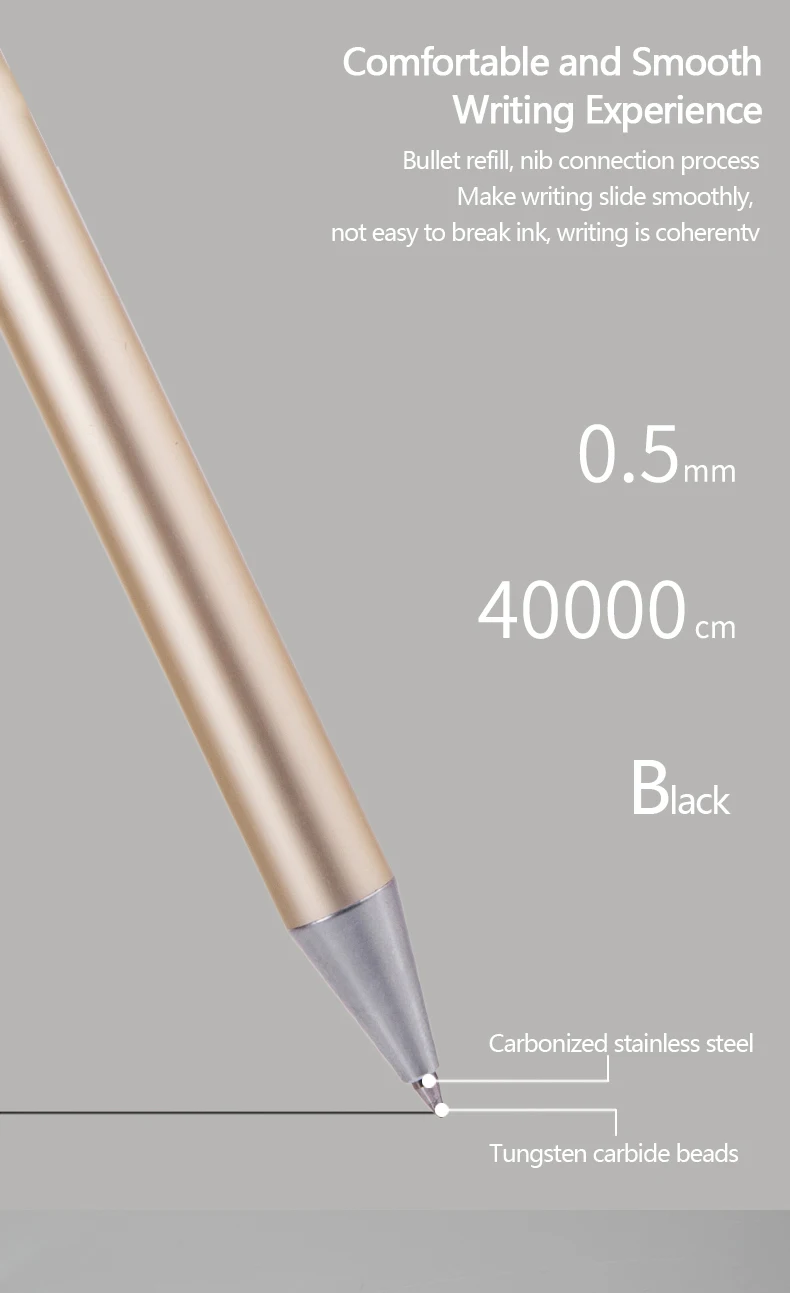 Xiaomi Deli Metal Sign Pen Pens Gold / Silver Gel Pen 0.5mm Refills PR –  AOOKMIYA