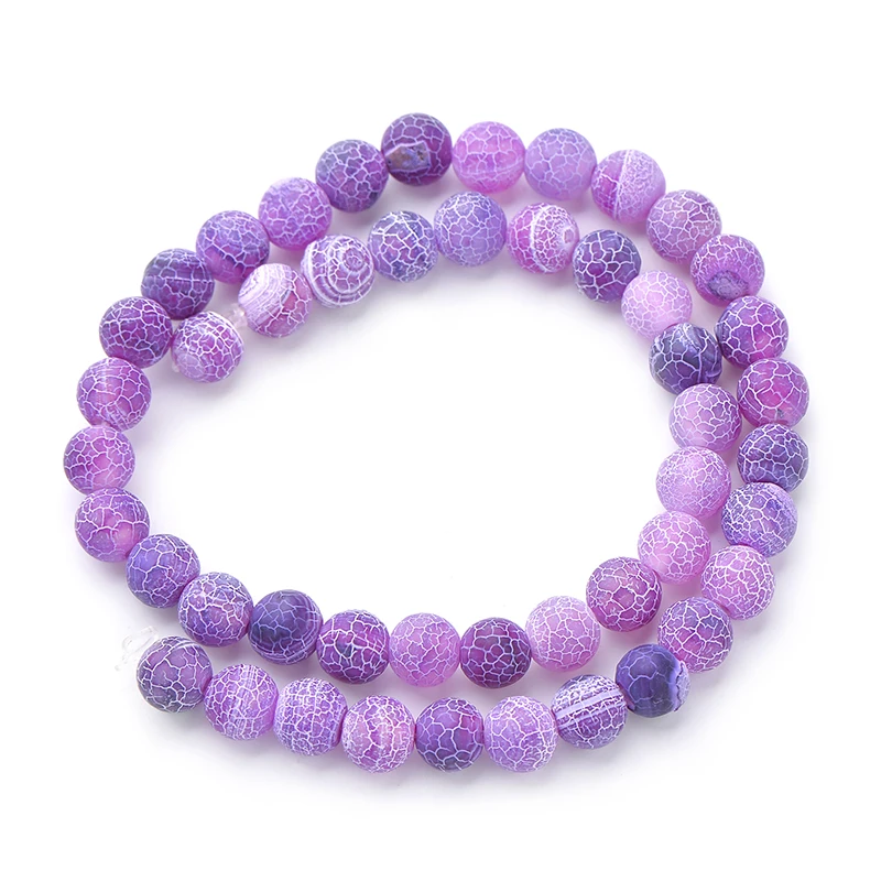 Matte Agate Purple Круглые бусины из натурального камня, матовая лава, тигровый глаз, бирюза, черный оникс, бусины для браслета, ожерелья, ювелирных изделий, сделай сам - Цвет: Matte Agate Purple